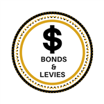 Link to the Districts Bonds and Levy information including an infographic of a dollar sign 